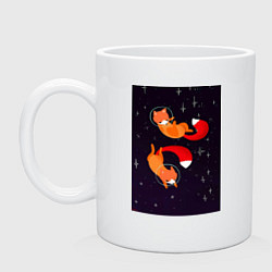 Кружка керамическая Лисы в невесомости, цвет: белый