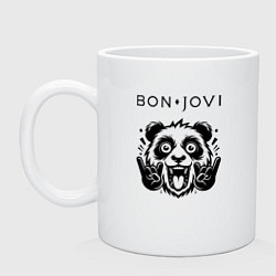 Кружка керамическая Bon Jovi - rock panda, цвет: белый