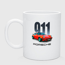 Кружка керамическая Porsche 911 спортивный немецкий автомобиль, цвет: белый