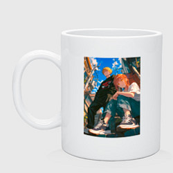 Кружка керамическая Человек-бензопила Макима Дэндзи, цвет: белый