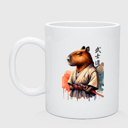 Кружка керамическая Capybara samurai - ai art fantasy, цвет: белый