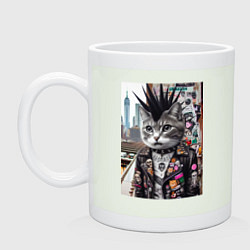 Кружка керамическая Нью-Йоркский панк музыкант - нейросеть, цвет: фосфор