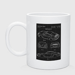 Кружка керамическая Porsche 911 автомобиль чертеж, цвет: белый