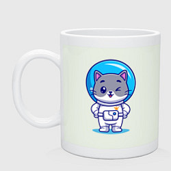 Кружка керамическая Котенок-космонавт, цвет: фосфор