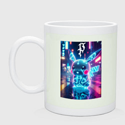 Кружка керамическая Маленький милый неоновый Пикачу - нейроарт, цвет: фосфор