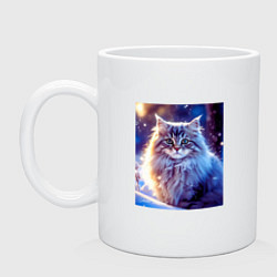 Кружка керамическая Кот в снегу, цвет: белый