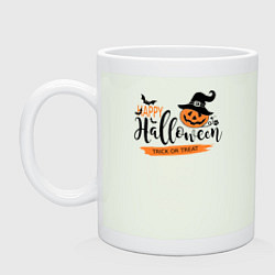 Кружка керамическая Halloween - тыква в шляпе, цвет: фосфор