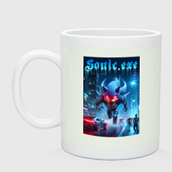 Кружка керамическая Ёжик монстр в ночном мегаполисе - неоновое свечени, цвет: фосфор