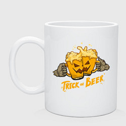 Кружка керамическая Halloween - Trick or beer, цвет: белый