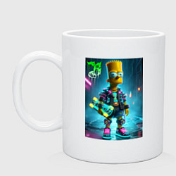 Кружка керамическая Барт Симпсон со скейтбордом под проливным дождём -, цвет: белый