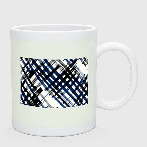 Кружка Косая клетка бело-синяя / Фосфор – фото 2
