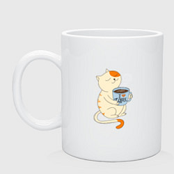 Кружка керамическая Кошачье чаепитие, цвет: белый