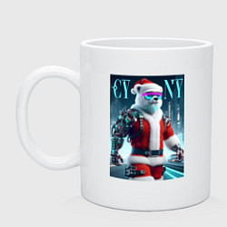 Кружка керамическая Cyber new year - cyberpunk ai art, цвет: белый