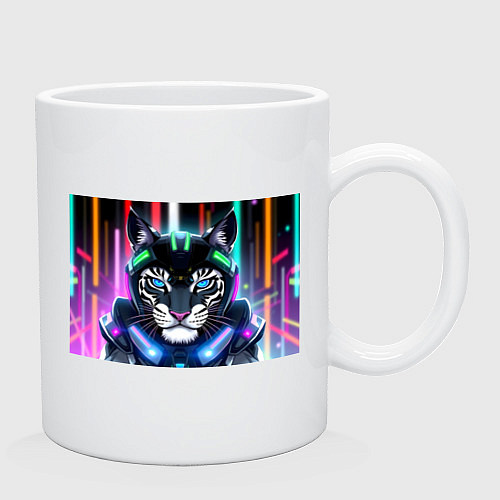 Кружка Яркий неоновый кибер тигр / Белый – фото 2