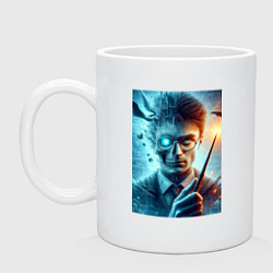 Кружка керамическая Harry Potter - wizard with magic stick, цвет: белый