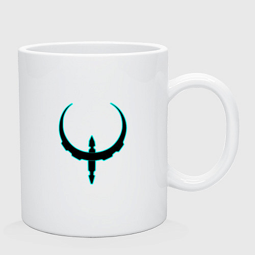 Кружка Чёрно-голубой знак quake / Белый – фото 2
