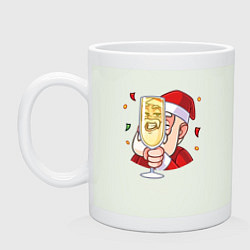 Кружка керамическая Счастливый дед мороз с шампанским, цвет: фосфор