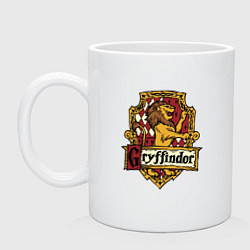 Кружка керамическая Hogwarts - gryffindor logo, цвет: белый