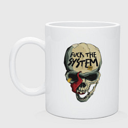 Кружка керамическая Skull - fuck the system, цвет: белый