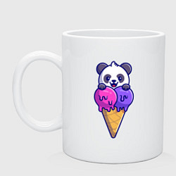 Кружка керамическая Panda ice cream, цвет: белый