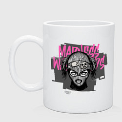 Кружка керамическая The girl in the mask with patches, цвет: белый