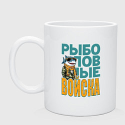 Кружка керамическая Акула в военной форме, цвет: белый