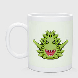 Кружка керамическая Cartoon monster with spikes green, цвет: фосфор