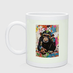 Кружка керамическая Monkey color, цвет: фосфор