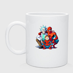 Кружка керамическая Spider-Man is Rick and Mortys friend, цвет: белый