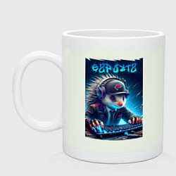 Кружка керамическая Дикобраз командный игрок - неоновое свечение, цвет: фосфор