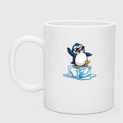 Кружка керамическая Пингвин на льдине, цвет: белый