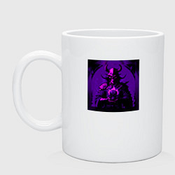 Кружка керамическая Самурай с черепом, цвет: белый