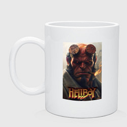 Кружка керамическая Hellboy with cigar, цвет: белый