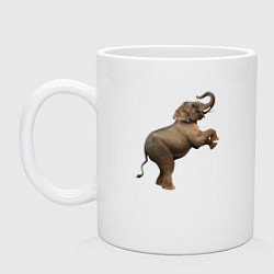 Кружка керамическая Слон стоит на двух ногах, цвет: белый