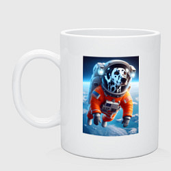 Кружка керамическая Далматинец бравый космонавт - нейроарт фантазия, цвет: белый