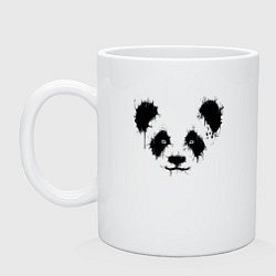 Кружка керамическая Морда панды - кляксы, цвет: белый