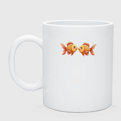 Кружка керамическая Милые золотые рыбки, цвет: белый