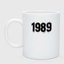 Кружка керамическая 1989 год расшерканый, цвет: белый
