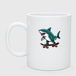 Кружка керамическая Акула скейтер, цвет: белый
