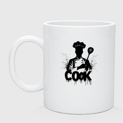 Кружка керамическая Шеф-повар с лопаткой, цвет: белый