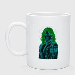 Кружка керамическая Билли Айлиш из неоновых линий, цвет: белый