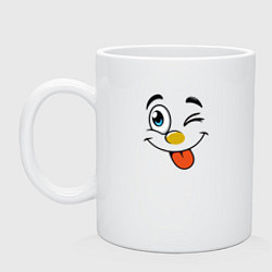 Кружка керамическая Позитивный смайлик, цвет: белый