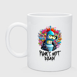 Кружка керамическая Бендер с красным хайером - панк жив, цвет: белый