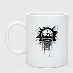 Кружка керамическая Граффити мяч в кольце, цвет: белый