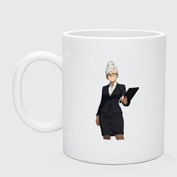 Кружка керамическая Dandadan Seiko с планшетом, цвет: белый