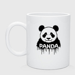 Кружка керамическая Панда черной краской, цвет: белый