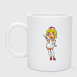 Кружка керамическая Медсестра блондинка, цвет: белый