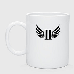 Кружка керамическая II группа крови с крыльями, цвет: белый