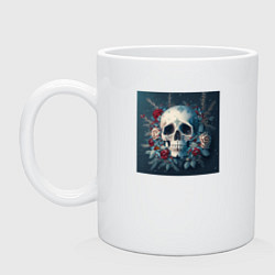 Кружка керамическая Зимний череп, цвет: белый