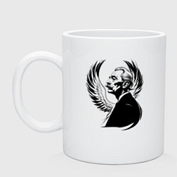 Кружка керамическая Сальвадор Дали и крылья, цвет: белый